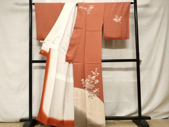 平和屋着物■訪問着 籬枝花文 暈し染め 金彩 三越扱い 正絹 逸品 CABF4041ev