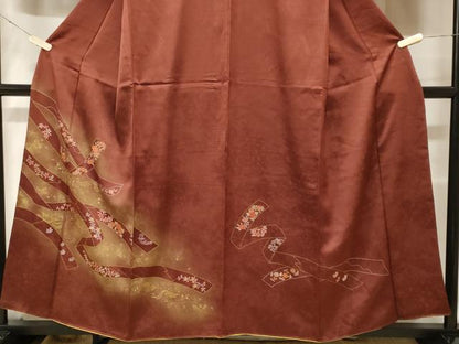 平和屋着物■訪問着 刺繍 鬘帯草花文 暈し染め 金彩 正絹 逸品 CABF4049ev