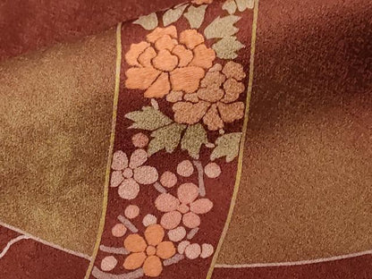 平和屋着物■訪問着 刺繍 鬘帯草花文 暈し染め 金彩 正絹 逸品 CABF4049ev
