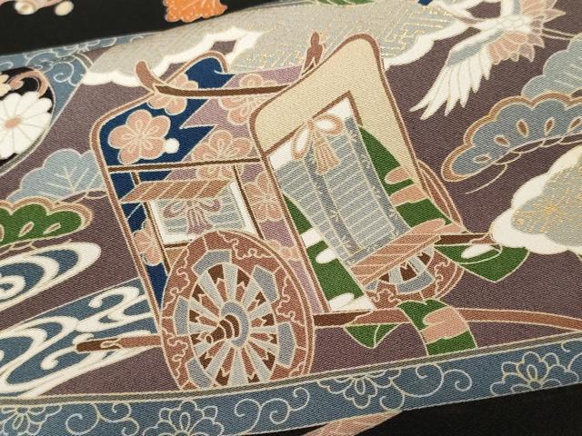 平和屋着物■豪華黒留袖　駒刺繍　宝尽くし文箱飛鶴文　金彩　正絹　逸品　CABF4051ev