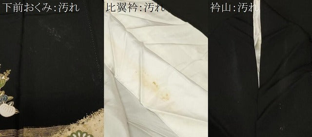 平和屋着物■豪華黒留袖　群鶴　流水草花文　金彩　正絹　逸品　CABF4053ev