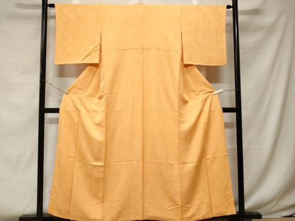 平和屋着物■上質な色無地 草花地紋 柑子色 正絹 逸品 CABF4056ev