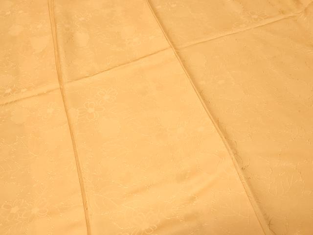 平和屋着物■上質な色無地 草花地紋 柑子色 正絹 逸品 CABF4056ev