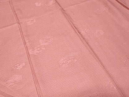 平和屋着物■上質な色無地　吉祥花地紋　紅梅色　正絹　逸品　CABF4059ev