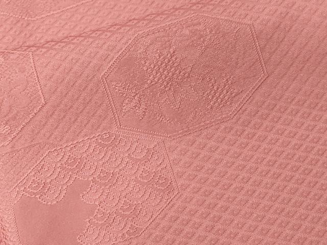 平和屋着物■上質な色無地　吉祥花地紋　紅梅色　正絹　逸品　CABF4059ev