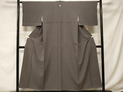 平和屋着物■上質な色無地　墨色　鬼しぼ縮緬　正絹　逸品　CABF4063ev