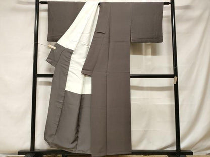 平和屋着物■上質な色無地　墨色　鬼しぼ縮緬　正絹　逸品　CABF4063ev