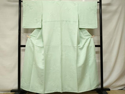 平和屋着物■上質な色無地　破れ色紙溢れ松葉地紋　夏虫色　正絹　逸品　CABF4065ev