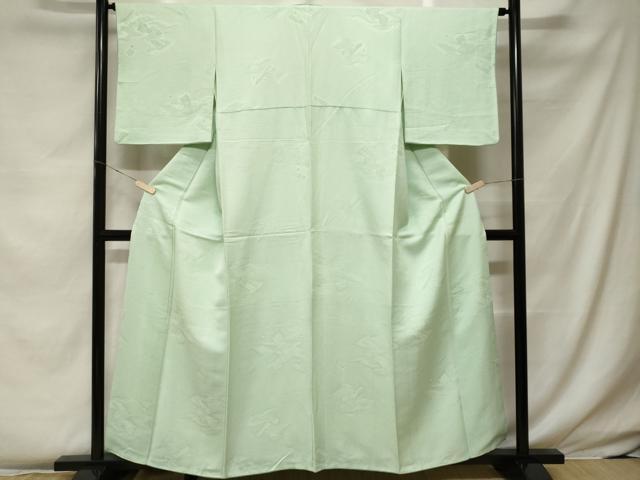 平和屋着物■上質な色無地　破れ色紙溢れ松葉地紋　夏虫色　正絹　逸品　CABF4065ev