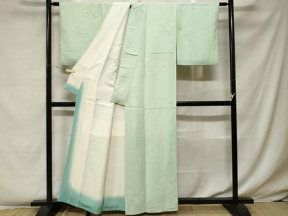 平和屋着物■上質な色無地　破れ色紙溢れ松葉地紋　夏虫色　正絹　逸品　CABF4065ev