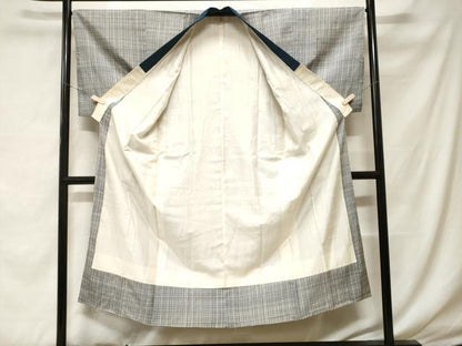 平和屋着物■男性　長襦袢　袷　格子　正絹　逸品　CABF4076ev