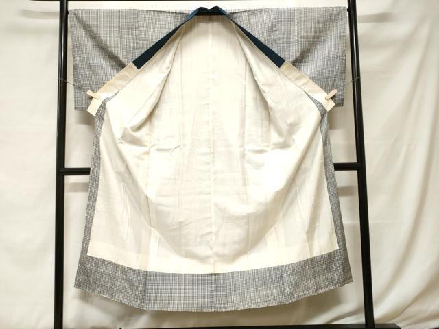 平和屋着物■男性　長襦袢　袷　格子　正絹　逸品　CABF4076ev