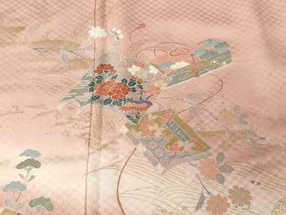 平和屋着物■訪問着　冊子文箱花文　仕覆文　暈し染め　金彩　鈴乃屋扱い　正絹　逸品　CABF4082ev