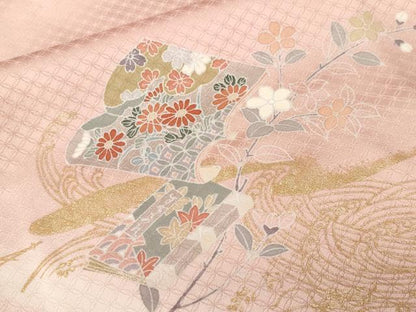 平和屋着物■訪問着　冊子文箱花文　仕覆文　暈し染め　金彩　鈴乃屋扱い　正絹　逸品　CABF4082ev