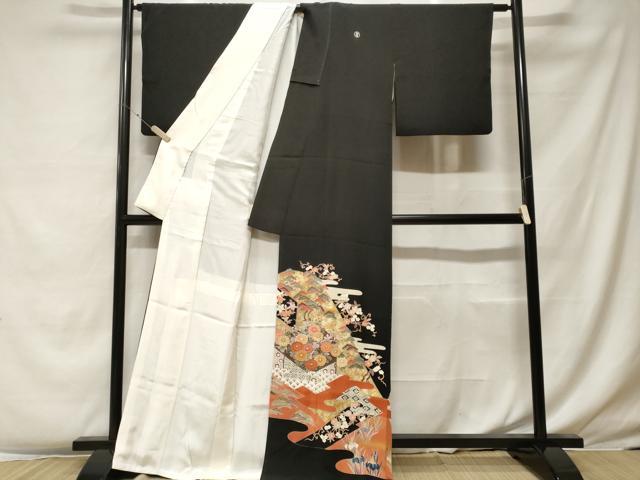 平和屋着物■豪華黒地　吉祥花唐草文　金彩　正絹　逸品　CABF4084ev