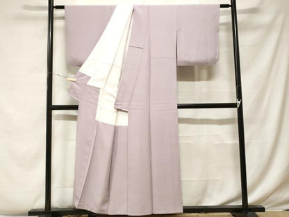平和屋着物■上質な色無地　縞地紋　枯野色　正絹　逸品　CABF4087ev