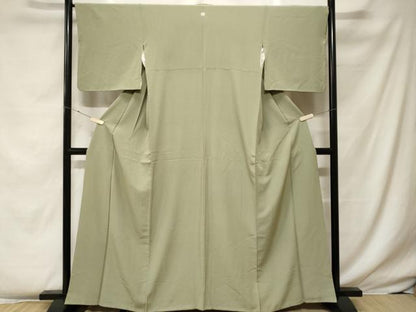 平和屋着物■上質な色無地 山葵色 正絹 逸品 CABF4091ev