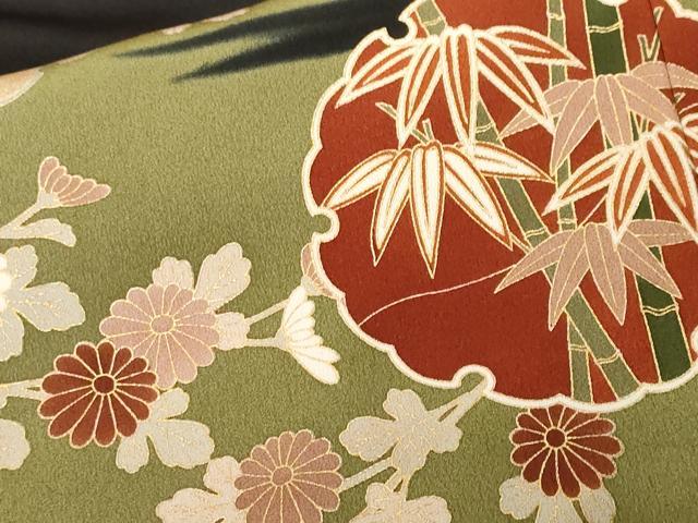 平和屋着物■豪華黒留袖 駒刺繍 市松雪輪枝花文 暈し染め 金彩 正絹 逸品 CABF4094ev