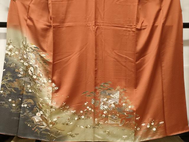 平和屋着物■訪問着 流水吉祥花蝶紋 暈し染め 金彩 正絹 逸品 CABF4095ev