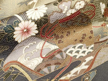 平和屋着物■訪問着 流水吉祥花蝶紋 暈し染め 金彩 正絹 逸品 CABF4095ev