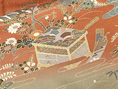 平和屋着物■訪問着 流水吉祥花蝶紋 暈し染め 金彩 正絹 逸品 CABF4095ev