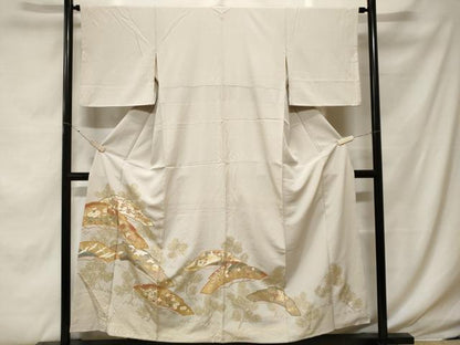 平和屋着物■豪華黒留袖 駒刺繍 立波枝松飛鶴花文 金彩 正絹 逸品 CABF4098ev