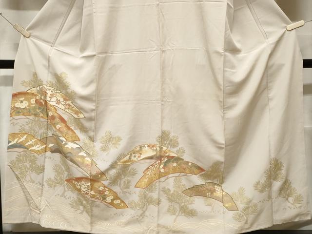 平和屋着物■豪華黒留袖 駒刺繍 立波枝松飛鶴花文 金彩 正絹 逸品 CABF4098ev