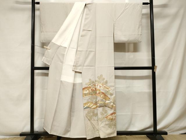 平和屋着物■豪華黒留袖 駒刺繍 立波枝松飛鶴花文 金彩 正絹 逸品 CABF4098ev