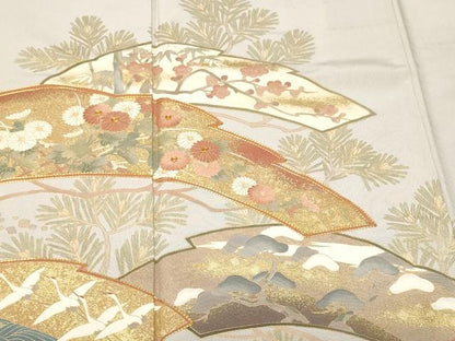 平和屋着物■豪華黒留袖 駒刺繍 立波枝松飛鶴花文 金彩 正絹 逸品 CABF4098ev
