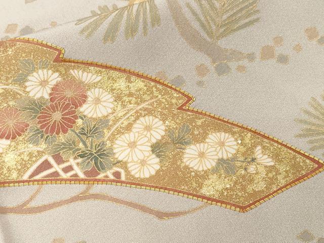 平和屋着物■豪華黒留袖 駒刺繍 立波枝松飛鶴花文 金彩 正絹 逸品 CABF4098ev