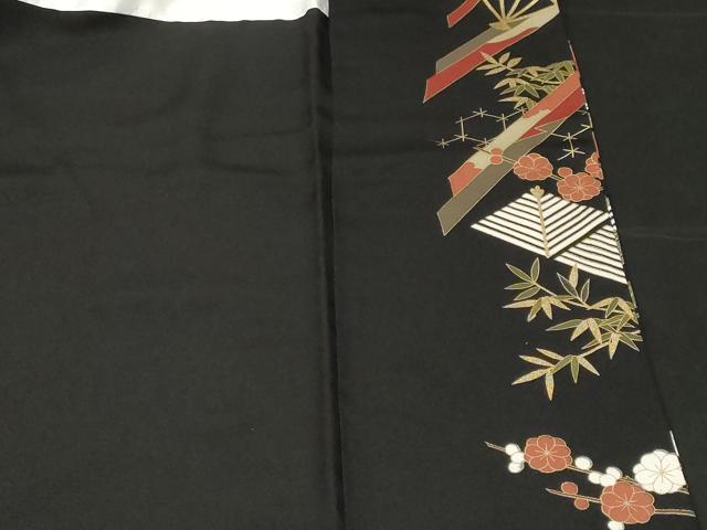 平和屋着物■豪華黒留袖 松竹梅扇面花文 金彩 正絹 逸品 CABF4100ev