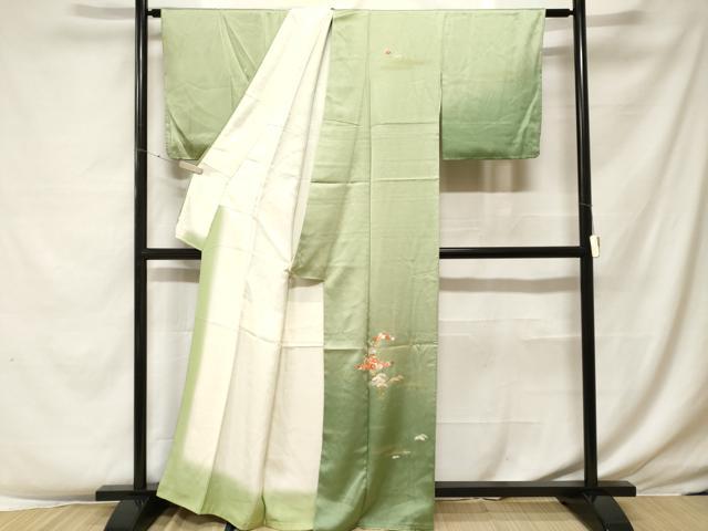 平和屋着物■中国三大刺繍 相良刺繍 訪問着 駒刺繍 松竹梅 暈し染め 金彩 正絹 逸品 未使用 CABF4103ev
