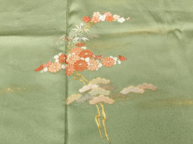 平和屋着物■中国三大刺繍 相良刺繍 訪問着 駒刺繍 松竹梅 暈し染め 金彩 正絹 逸品 未使用 CABF4103ev