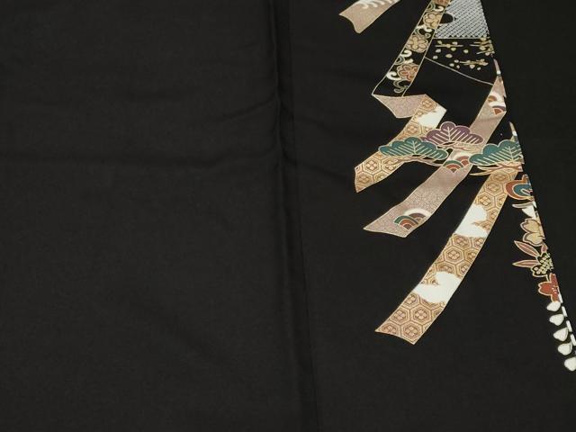 平和屋着物■豪華黒留袖 駒刺繍 御所車宝尽くし飛鶴文 金銀彩 正絹 逸品 CABF4104ev