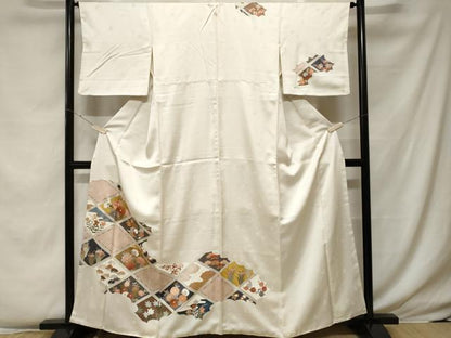 平和屋着物■訪問着 刺繍 菱草花文 金彩 正絹 逸品 CABF4107ev