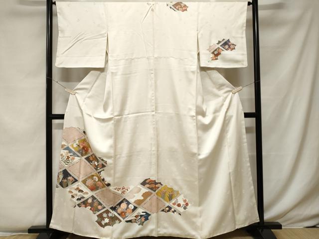 平和屋着物■訪問着 刺繍 菱草花文 金彩 正絹 逸品 CABF4107ev