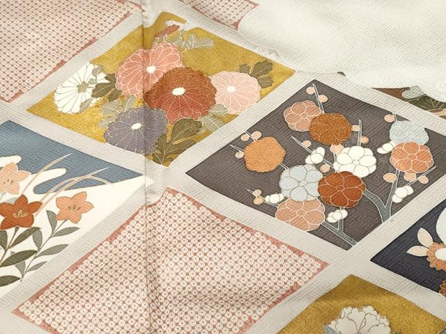 平和屋着物■訪問着 刺繍 菱草花文 金彩 正絹 逸品 CABF4107ev