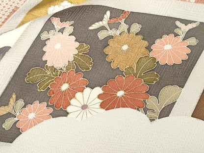 平和屋着物■訪問着 刺繍 菱草花文 金彩 正絹 逸品 CABF4107ev