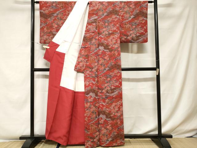 平和屋着物■上質な小紋 鼓芝草花文 金彩 鬼しぼ縮緬 正絹 逸品 CABF4116ev