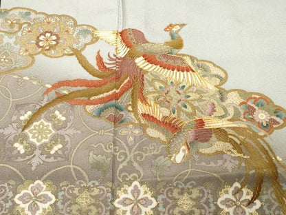 平和屋着物■豪華色留袖 駒刺繍 鳳凰更紗花唐草文 暈し染め 金彩 正絹 逸品 CABF4117ev