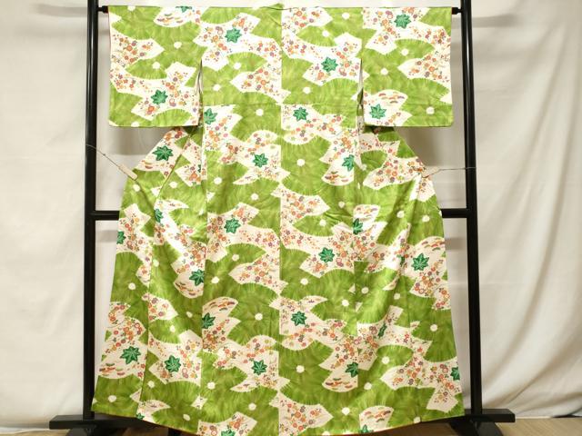 平和屋着物■上質な小紋 絞り 楓草花文 金彩 正絹 逸品 CABF4122ev