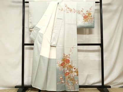 平和屋着物■訪問着 竹枝花文 暈し染め 金彩 正絹 逸品 未使用 CABF4126ev