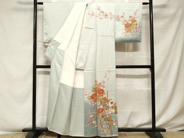 平和屋着物■訪問着 竹枝花文 暈し染め 金彩 正絹 逸品 未使用 CABF4126ev