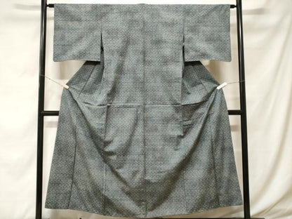 平和屋着物■上質な紬　幾何学文　胴抜き仕立て　正絹　逸品　CABF4139ev