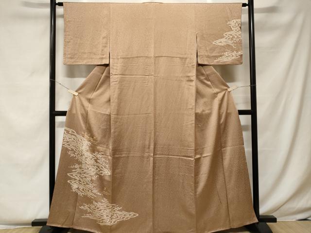 平和屋着物■訪問着 駒刺繍 絞り 流水草花文 金彩 正絹 逸品 CABF4144ev