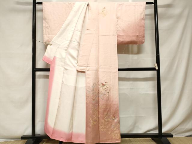 平和屋着物■訪問着 駒刺繍 地紙枝花文 暈し染め 金銀彩 正絹 逸品 CABF4146ev