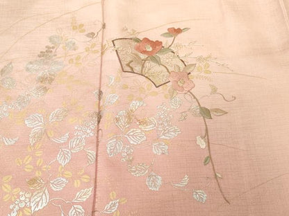 平和屋着物■訪問着 駒刺繍 地紙枝花文 暈し染め 金銀彩 正絹 逸品 CABF4146ev