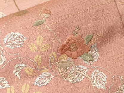 平和屋着物■訪問着 駒刺繍 地紙枝花文 暈し染め 金銀彩 正絹 逸品 CABF4146ev