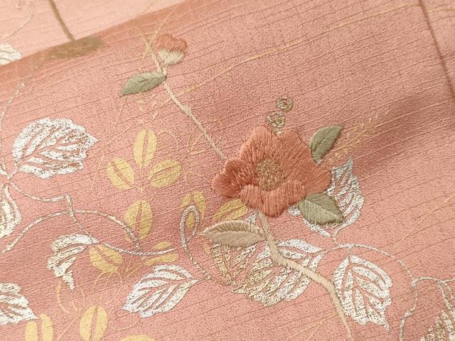 平和屋着物■訪問着 駒刺繍 地紙枝花文 暈し染め 金銀彩 正絹 逸品 CABF4146ev