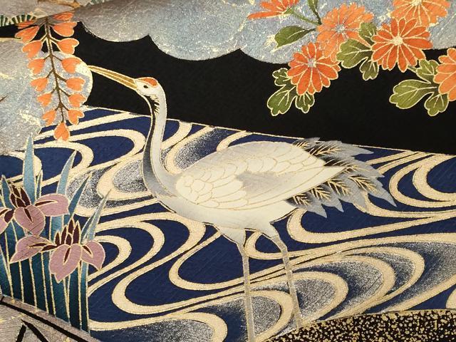 平和屋着物■豪華黒留袖 駒刺繍 萬寿染 流水群鶴藤花房文 金彩 正絹 逸品 CABF4155ev